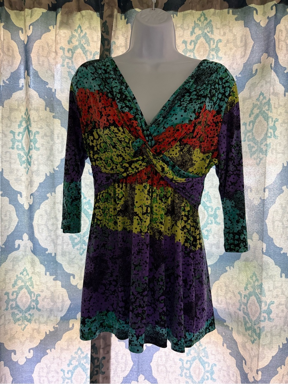 OneWorld Multicolor Twisted Top M Funky Boho